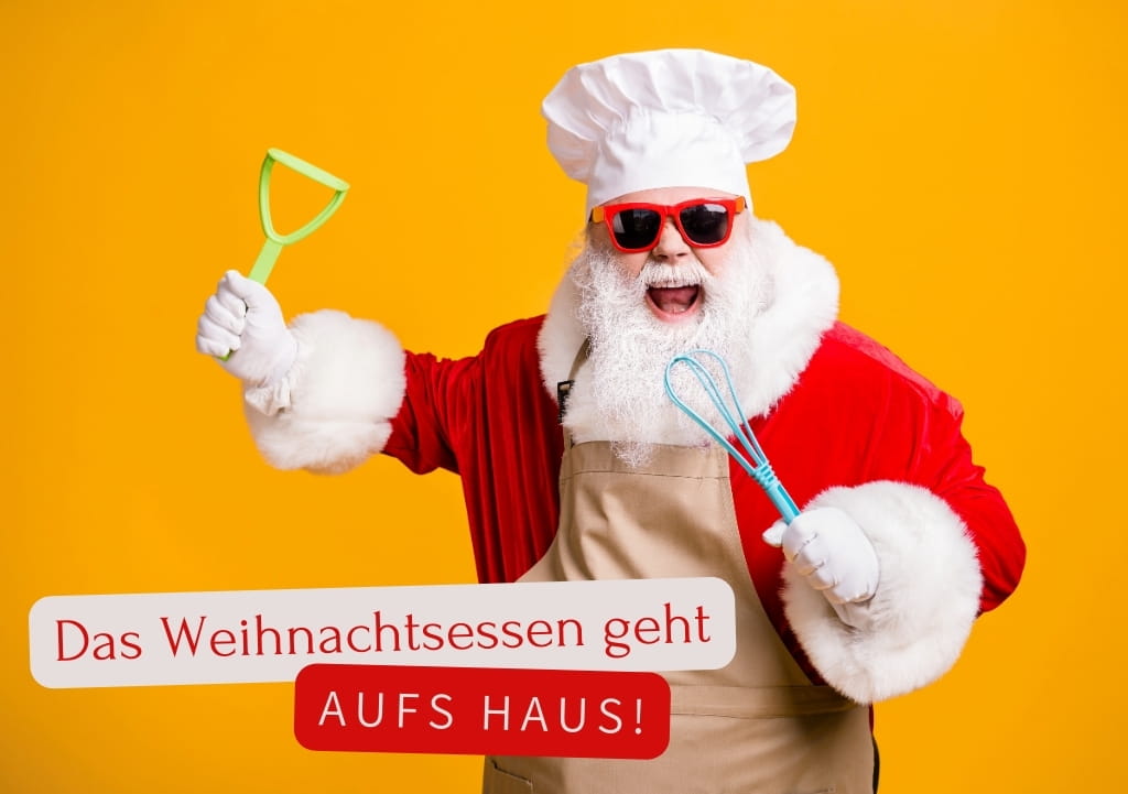 Karte Dezember - Weihnachtsmann mit Kochmütze